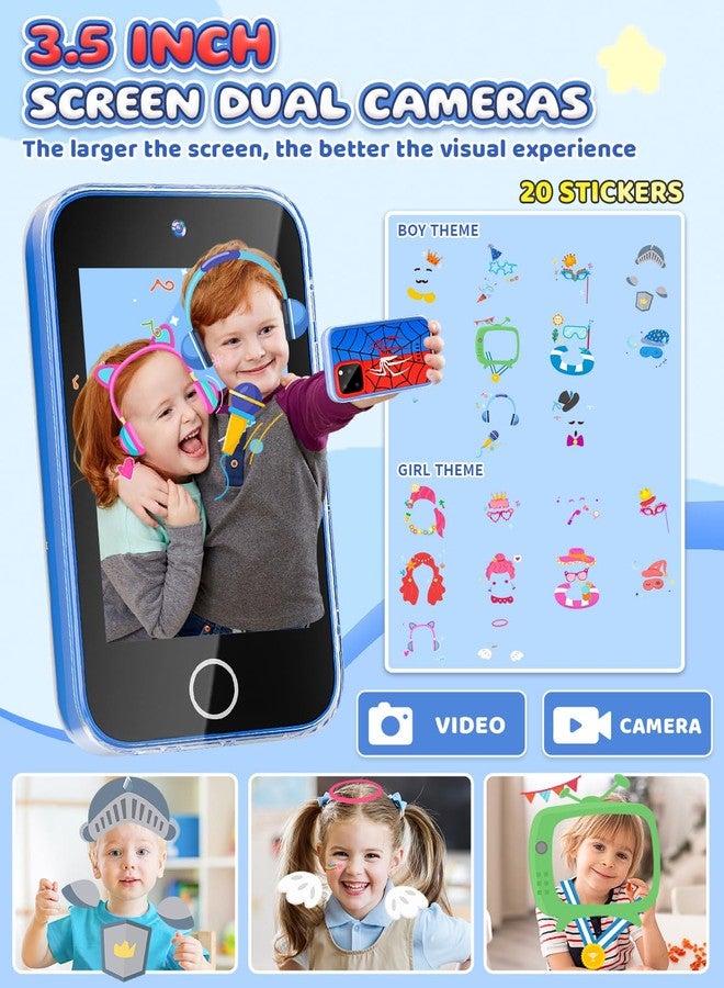 FKATEEN Kids Phone 3.5" Touchscreen, Pretend Smartphone with Dual Camera, Spider Toy Phone for Boys 3-8, Learning ABC & Habit Tracker, Birthday - Image 3